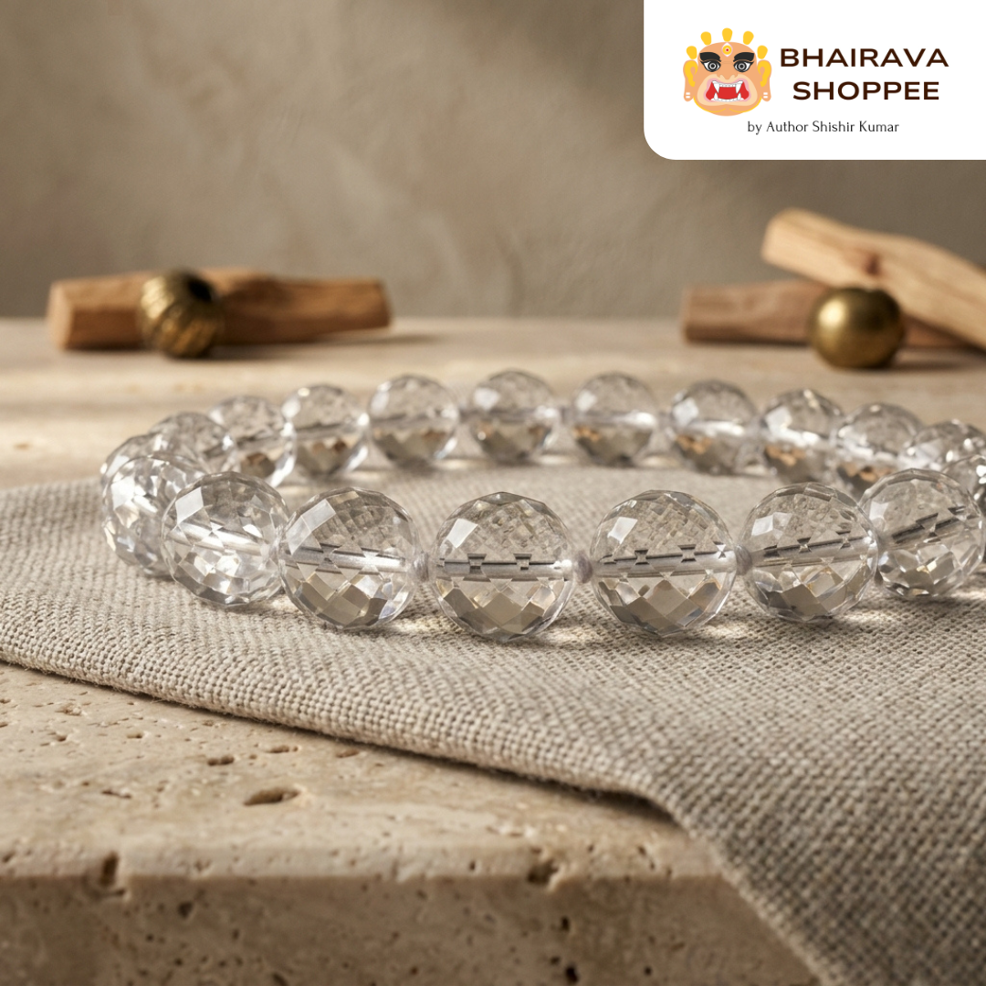 Special Belzam Diamond Cut Sphatik Mala 54 Beads | Approx. 12 mm Premium Faceted Clear Quartz Crystal Jaap Mala | Handcrafted for Meditation, Mantra Chanting, Prayer & Spiritual Practices