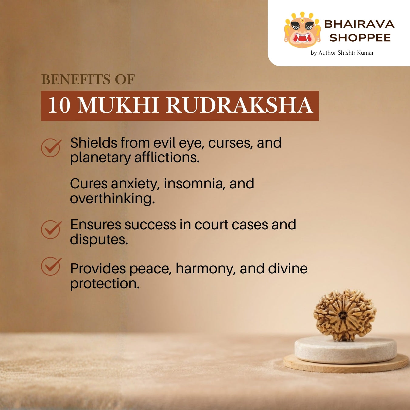 10 Mukhi Nepali Siddh Rudraksha | Rare Krishna Rudraksha for Peace, Protection & Planetary Balance