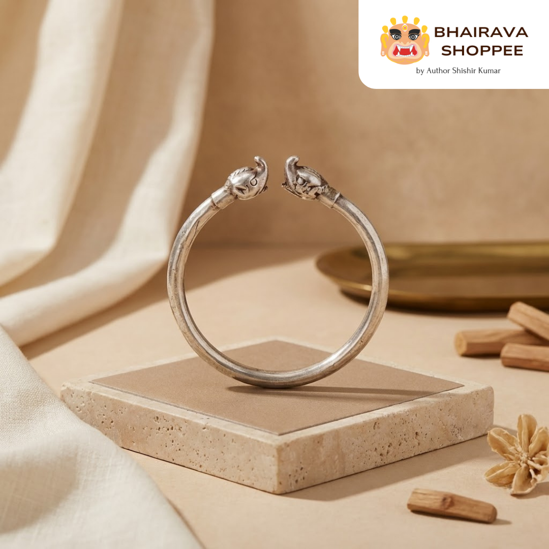Siddha Gajmukh Chandi Kada | Silver Spiritual Bracelet for Energy & Protection