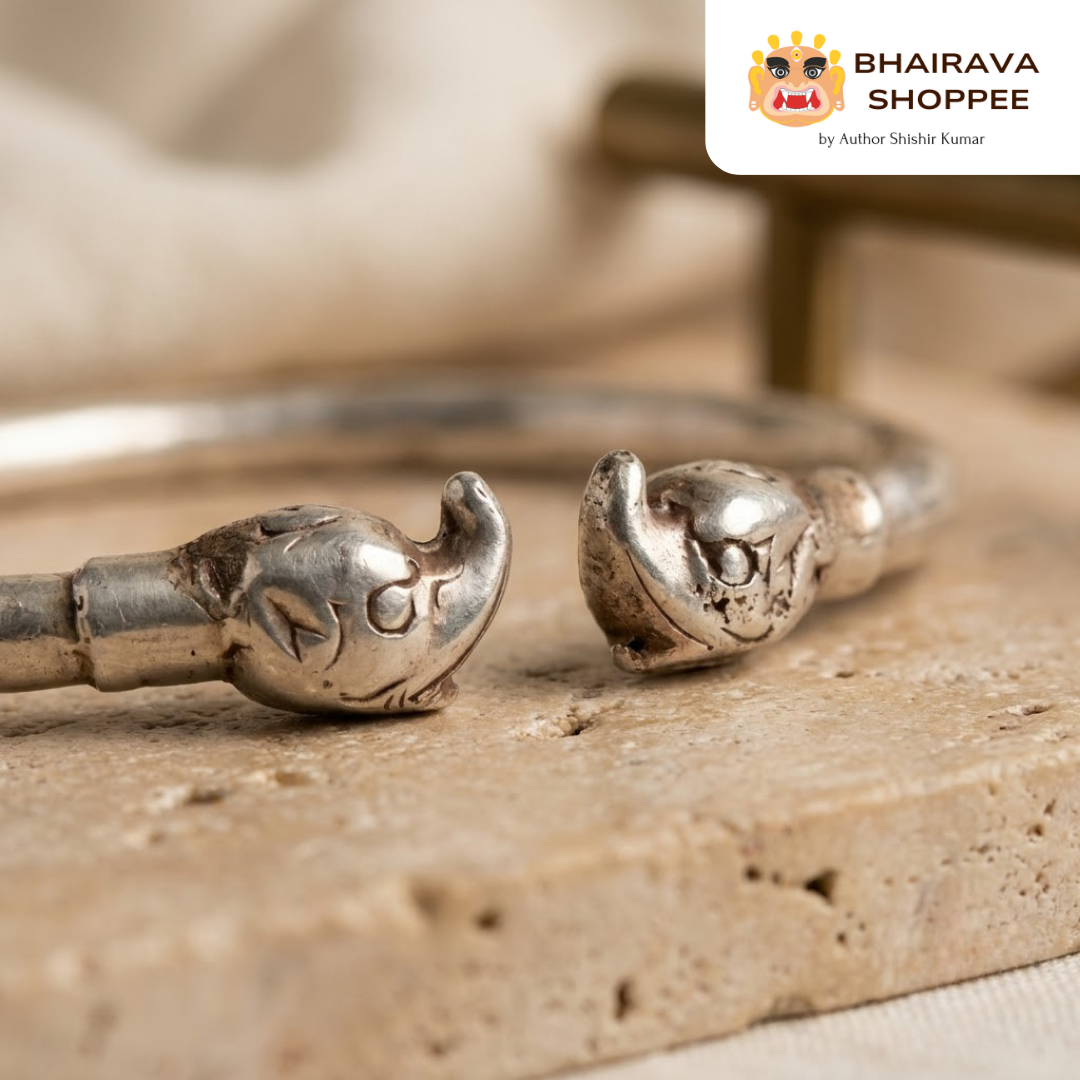 Siddha Gajmukh Chandi Kada | Silver Spiritual Bracelet for Energy & Protection