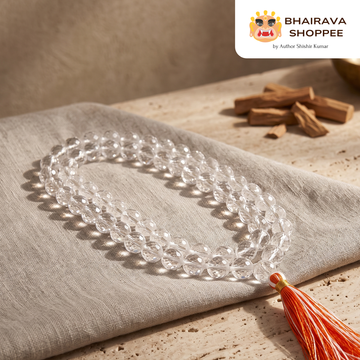 Special Belzam Diamond Cut Sphatik Mala 54 Beads | Approx. 12 mm Premium Faceted Clear Quartz Crystal Jaap Mala | Handcrafted for Meditation, Mantra Chanting, Prayer & Spiritual Practices