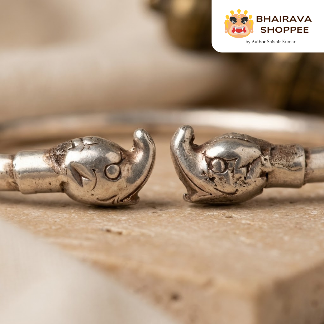Siddha Gajmukh Chandi Kada | Silver Spiritual Bracelet for Energy & Protection