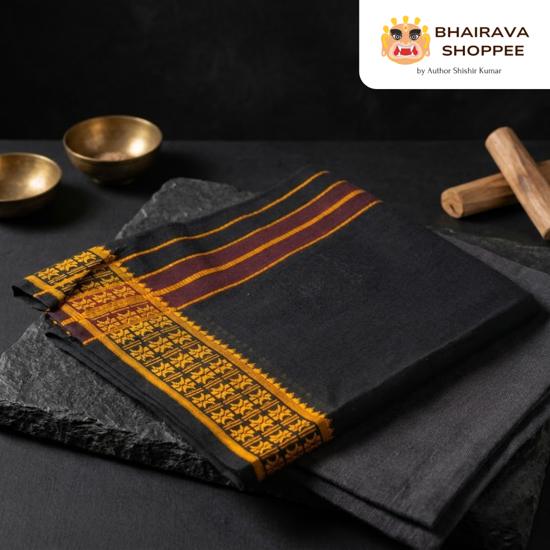 Sacred Black Dhoti | Traditional Puja & Spiritual Wear