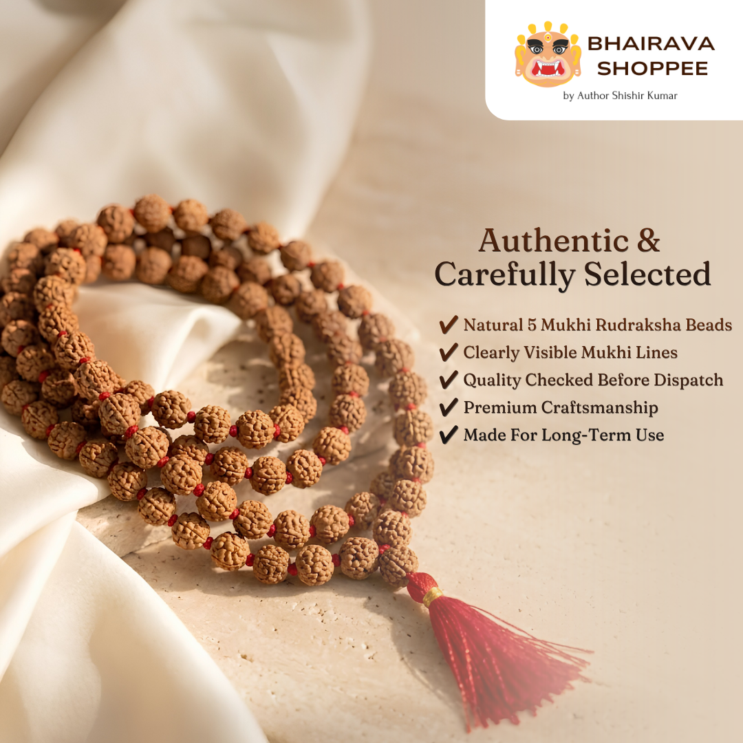 5 Mukhi Rudraksha Jaap Mala | 108 Beads for Health, Wealth & Protection