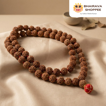 5 Mukhi Rudraksha Pathri Mala | Premium Nepali 108+1 Beads Mala