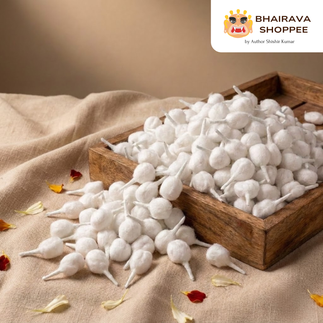 Handmade Diya Batis (Pack of 200) | 100% Pure Cotton Wicks for Pooja