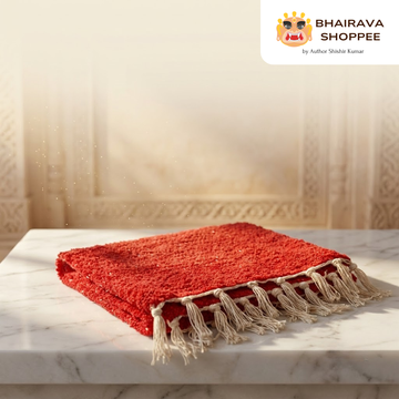 Red Pooja Aasan | Woolen Prayer Mat for Meditation & Rituals (20x20 in)