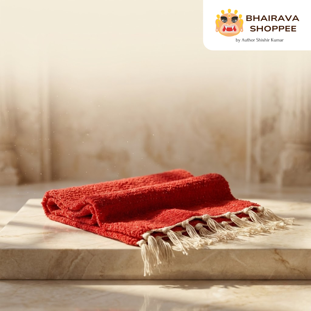 Red Pooja Aasan | Woolen Prayer Mat for Meditation & Rituals (20x20 in)