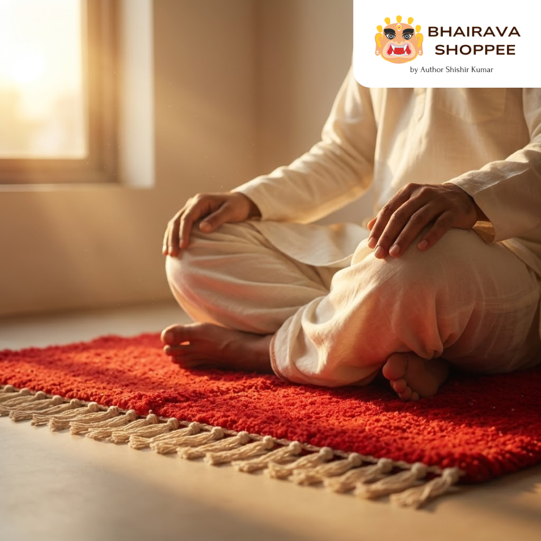 Red Pooja Aasan | Woolen Prayer Mat for Meditation & Rituals (20x20 in)