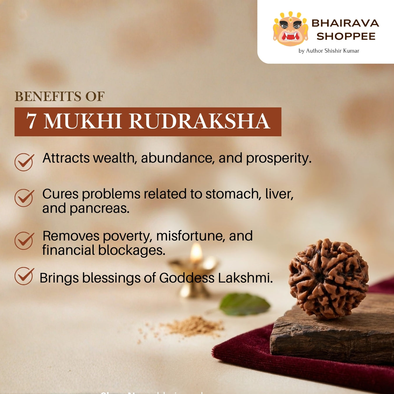 7 Mukhi Nepali Siddh Rudraksha | Rare Lakshmi Rudraksha for Wealth, Prosperity & Spiritual Growth