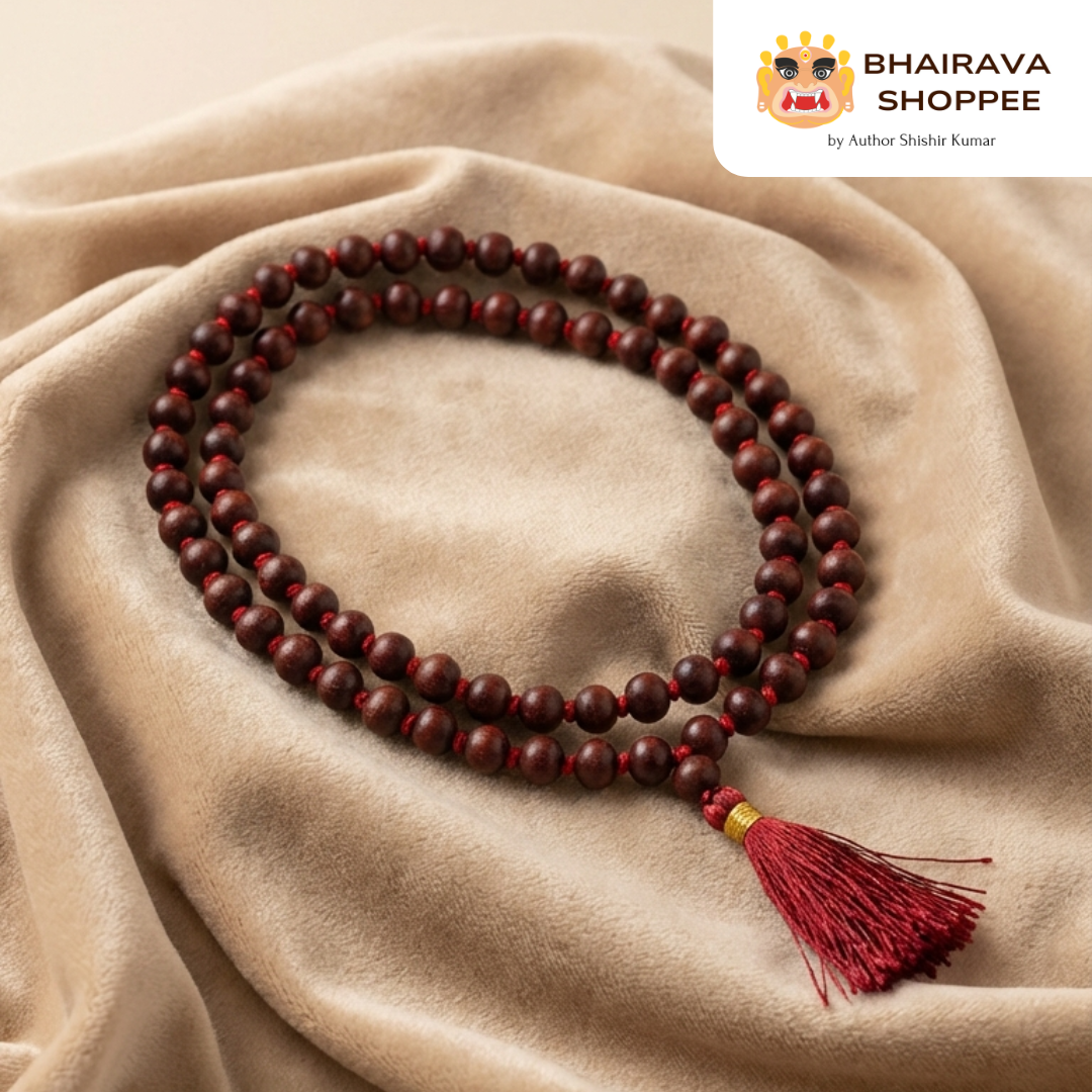 Luxury Rakt Chandan Mala | Free 5 Mukhi Rudraksha Bead (Special Offer)
