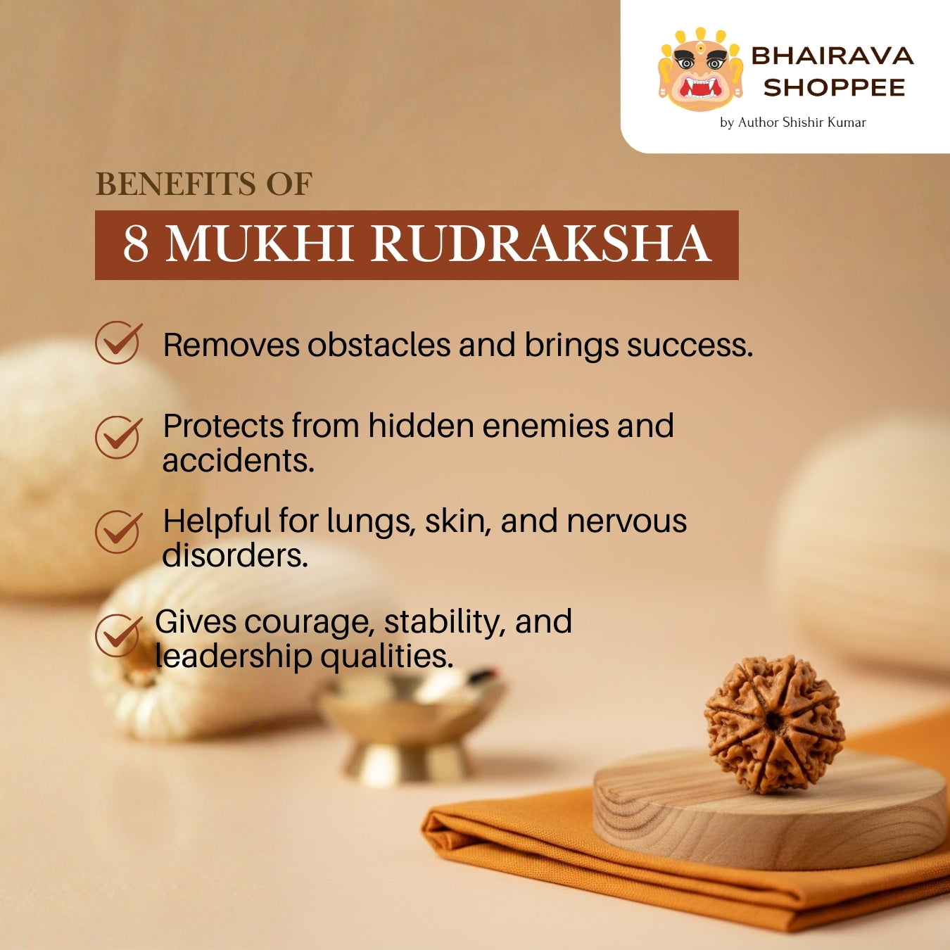 8 Mukhi Nepali Siddh Rudraksha | Rare Ganesh Rudraksha for Wisdom & Obstacle Removal