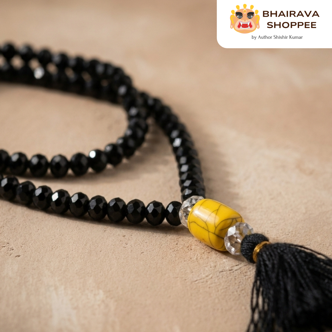 Black Hakik Mala for Protection, Grounding & Tantra Sadhana