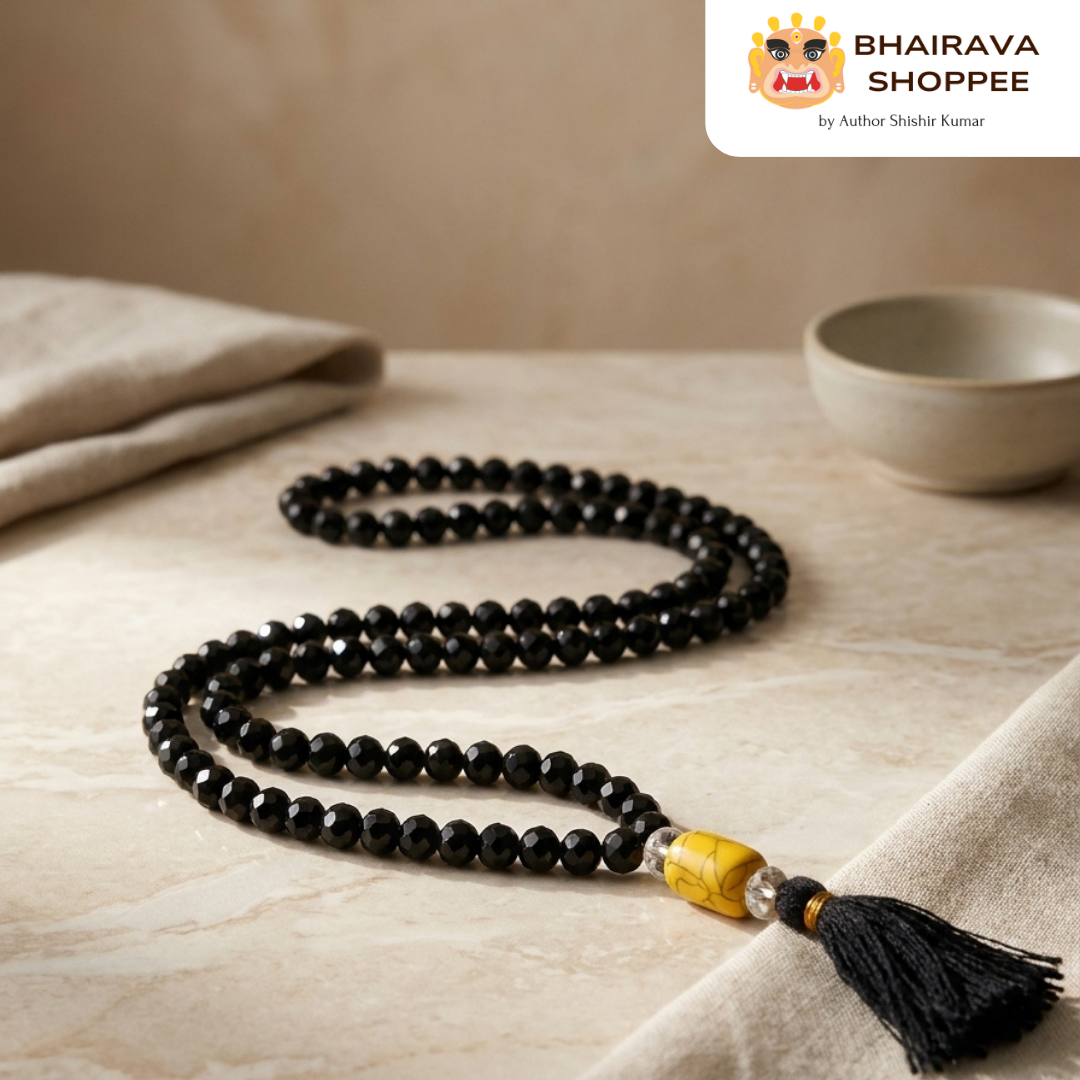 Black Hakik Mala for Protection, Grounding & Tantra Sadhana