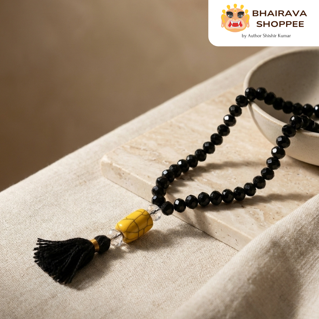 Black Hakik Mala for Protection, Grounding & Tantra Sadhana