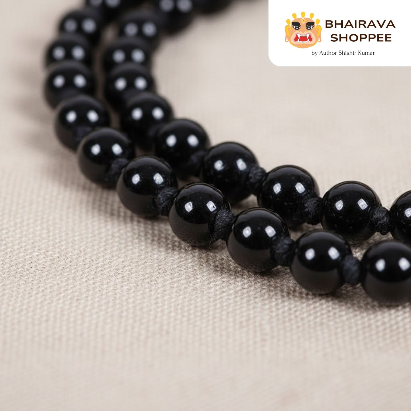 Luxury Black Hakik Mala (108 Beads) | Spiritual Protection Beads for Strength & Focus