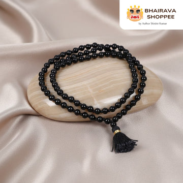 Luxury Black Hakik Mala (108 Beads) | Spiritual Protection Beads for Strength & Focus