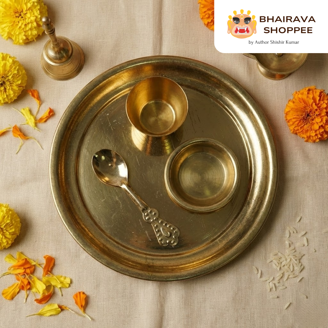 Brass Pooja Bhog Thali Set | Traditional Brass Thali for Prasad & Rituals