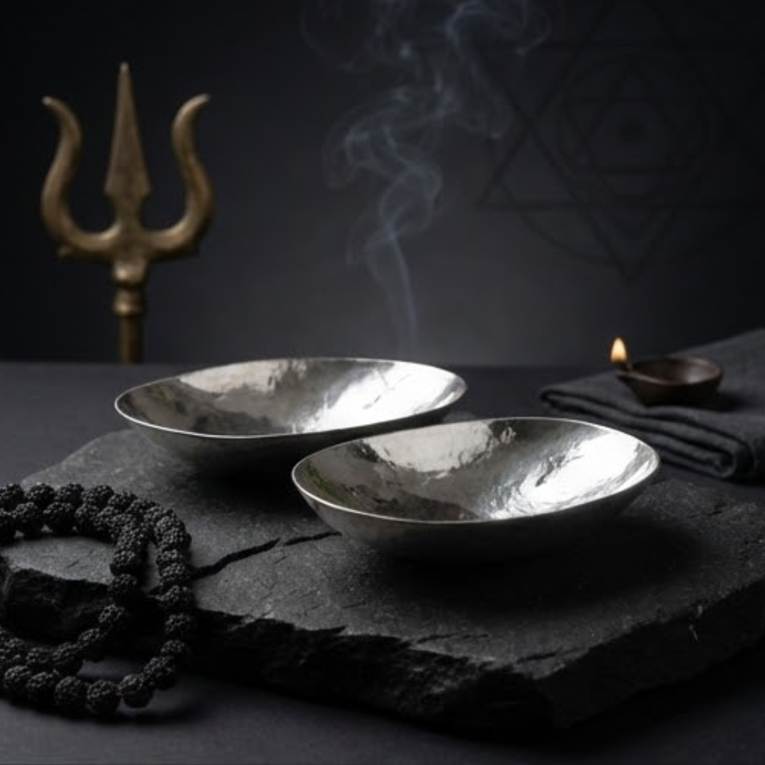 Siddha Silver Khappar – Sacred Silver Paatra for Karan Prasad Offering