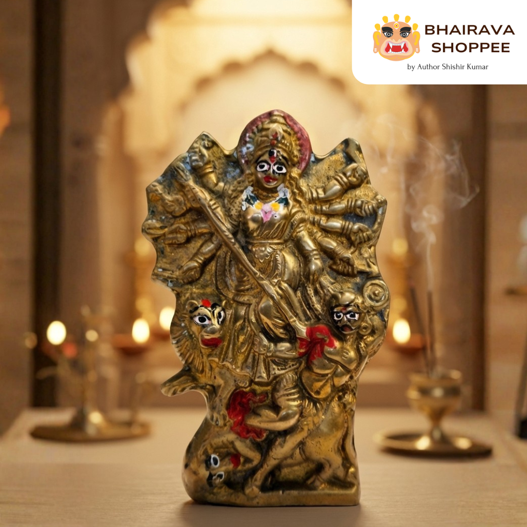 Durga Maa Bronze Idol for Protection & shakti | Sherawali Mata Murti for Home Temple, Navratri Puja & Vastu Decor
