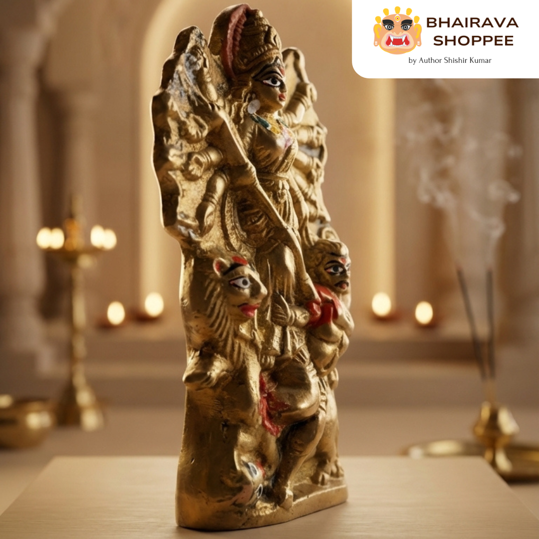Durga Maa Bronze Idol for Protection & shakti | Sherawali Mata Murti for Home Temple, Navratri Puja & Vastu Decor