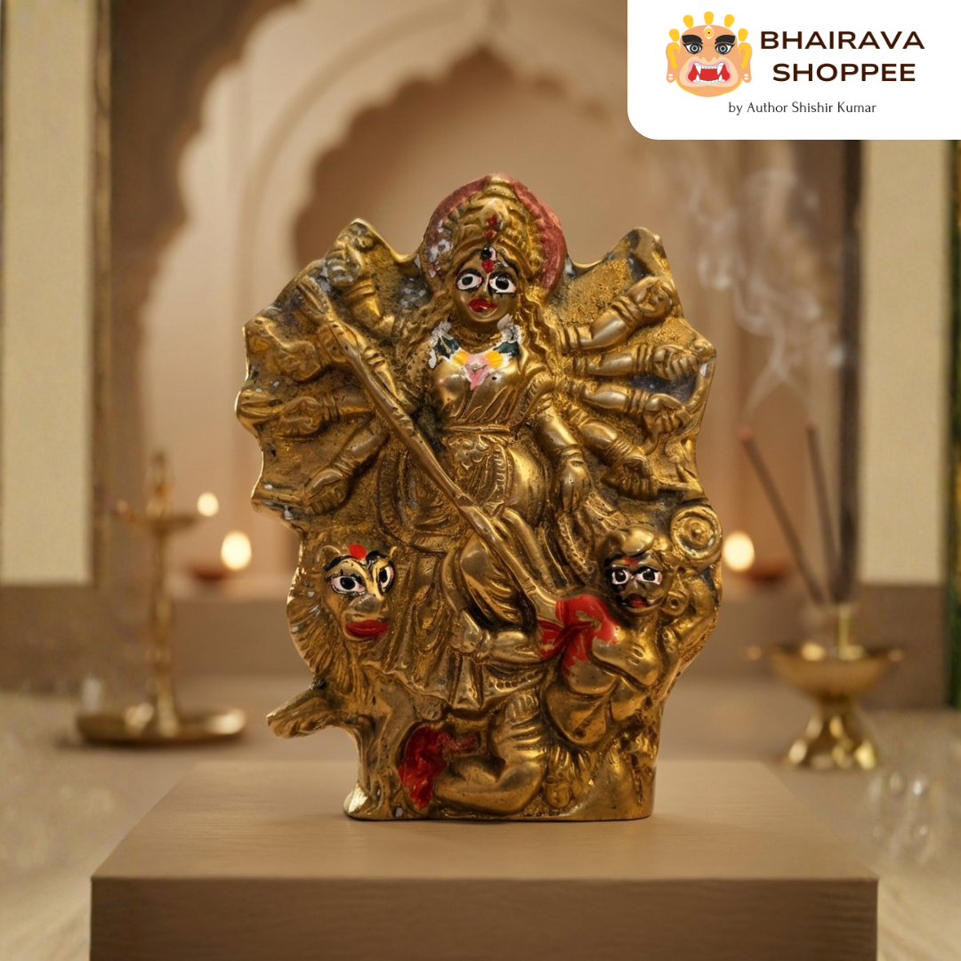 Durga Maa Bronze Idol for Protection & shakti | Sherawali Mata Murti for Home Temple, Navratri Puja & Vastu Decor