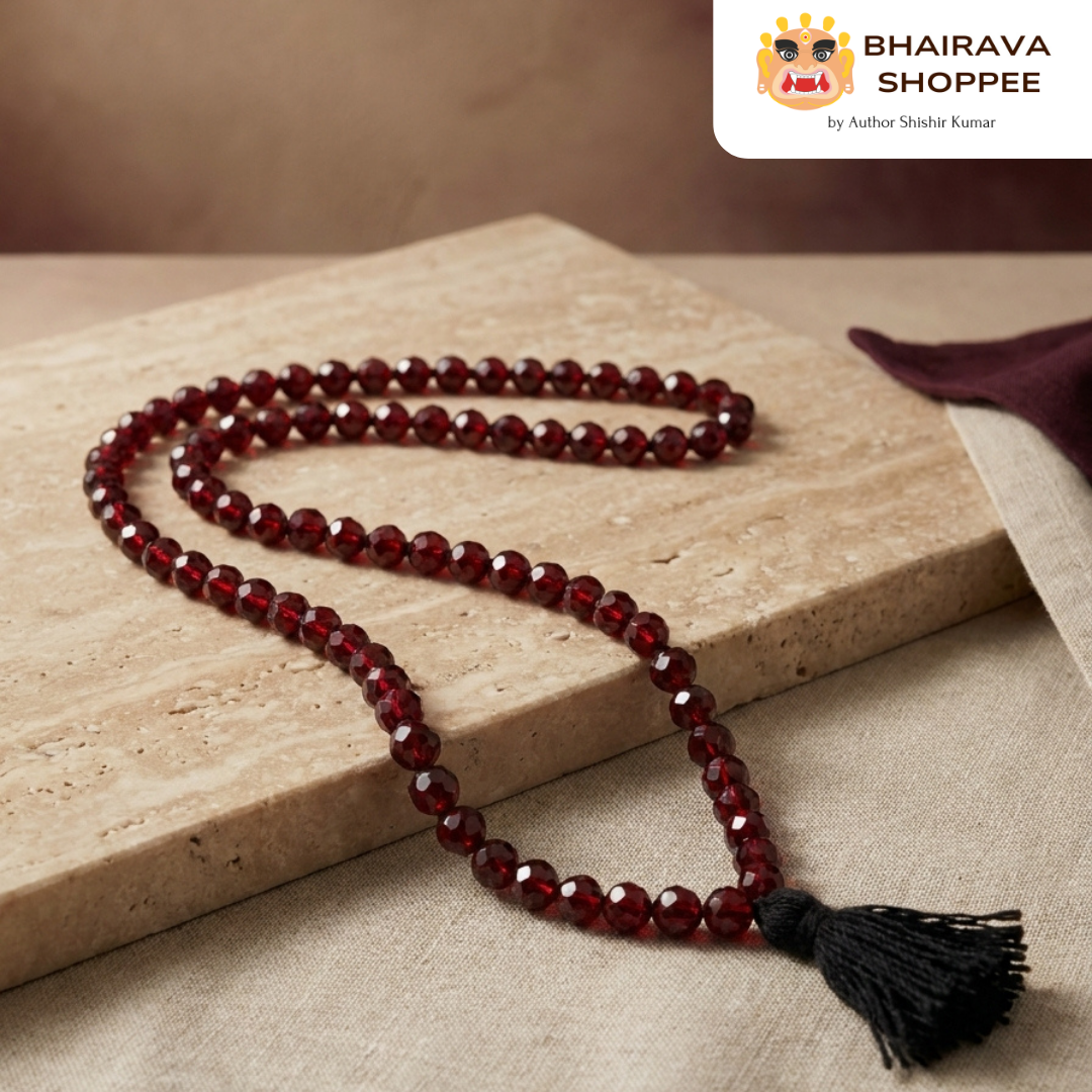 Garnet Mala (Garnait Mala) for Passion, Strength & Stability | Deep Red Gemstone Mala