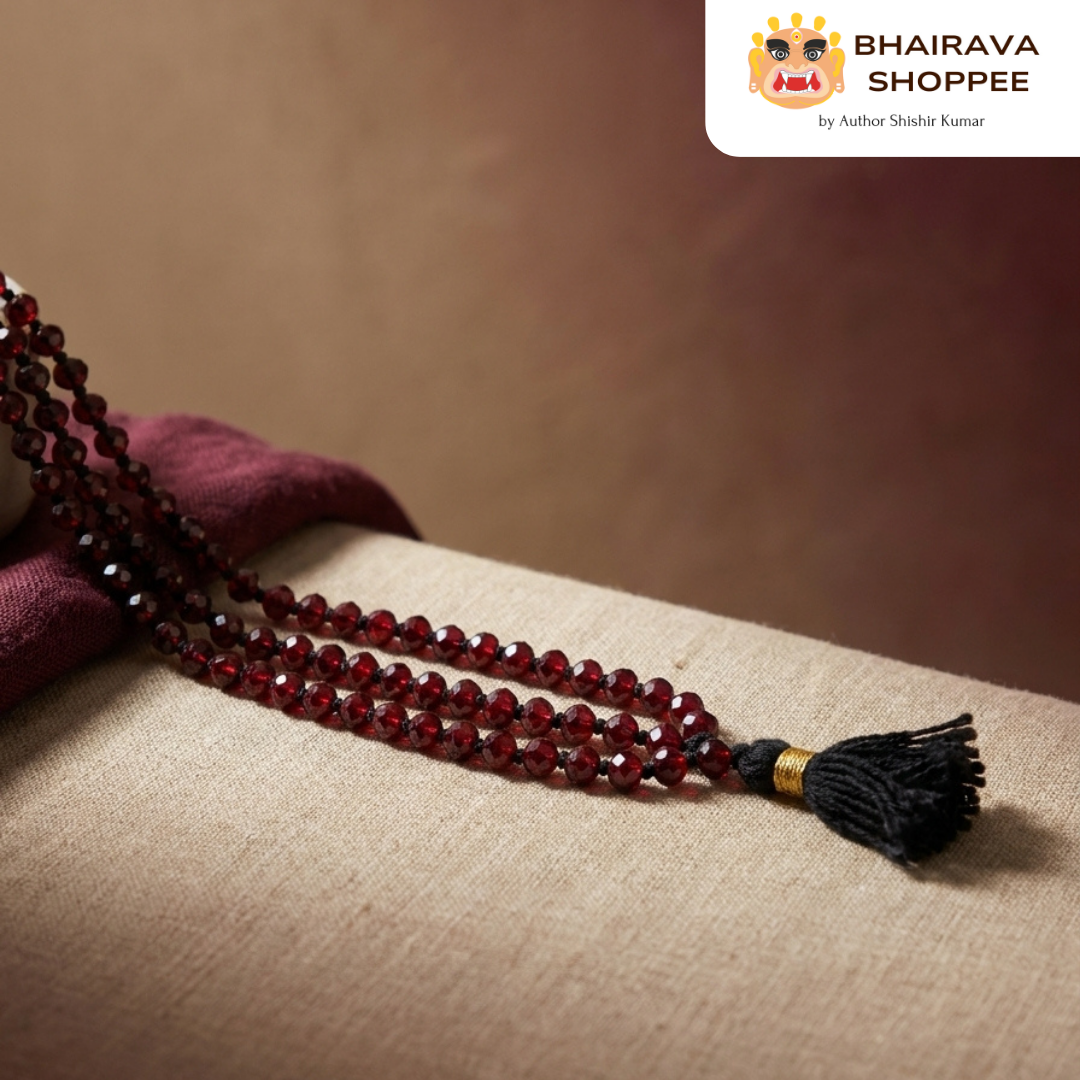 Garnet Mala (Garnait Mala) for Passion, Strength & Stability | Deep Red Gemstone Mala