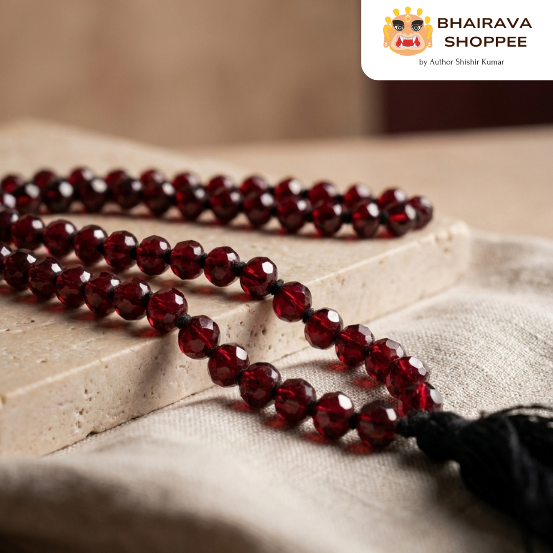 Garnet Mala (Garnait Mala) for Passion, Strength & Stability | Deep Red Gemstone Mala