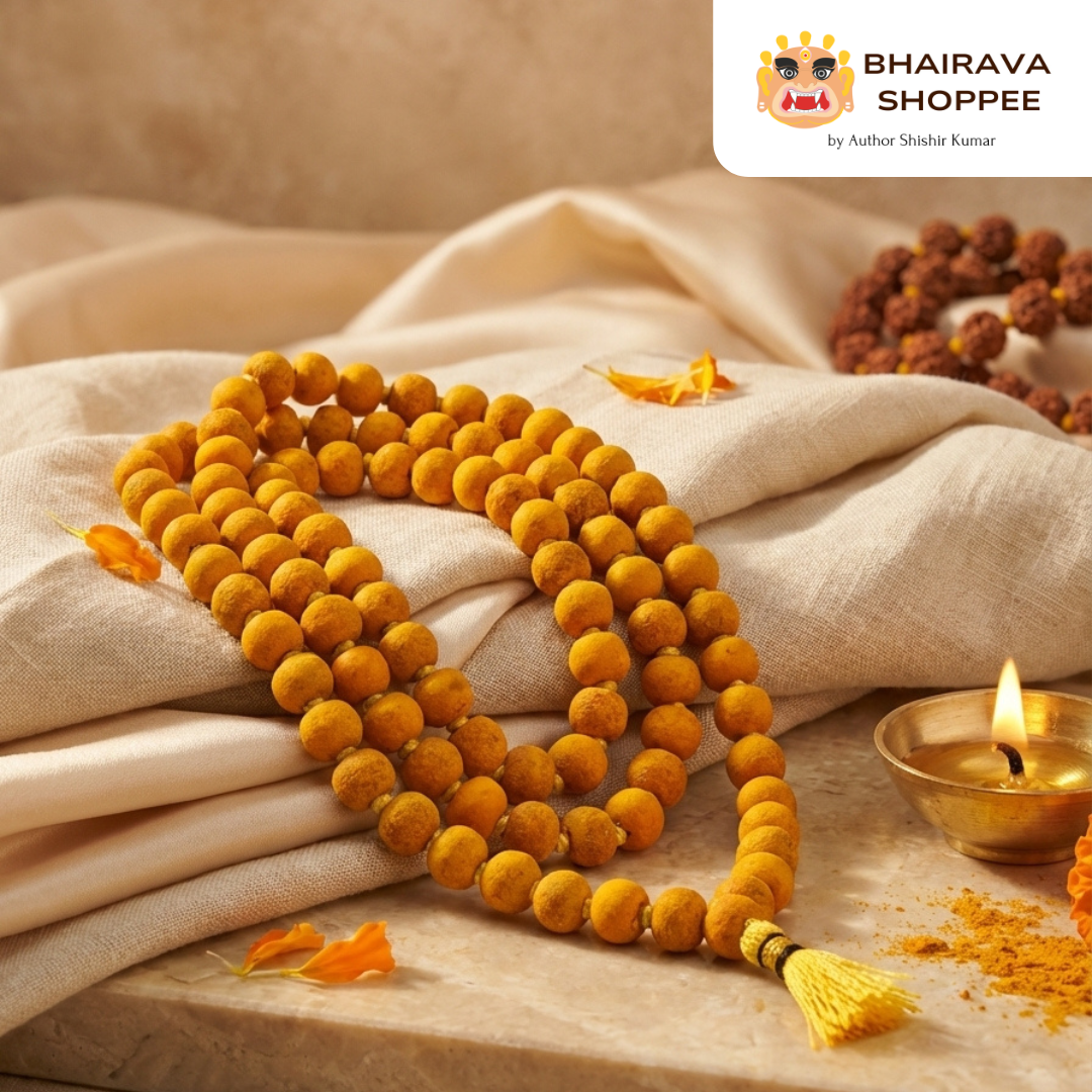 Haldi Mala (108 Beads) | Sacred Turmeric Bead Mala for Pooja, Remedies & Spiritual Growth