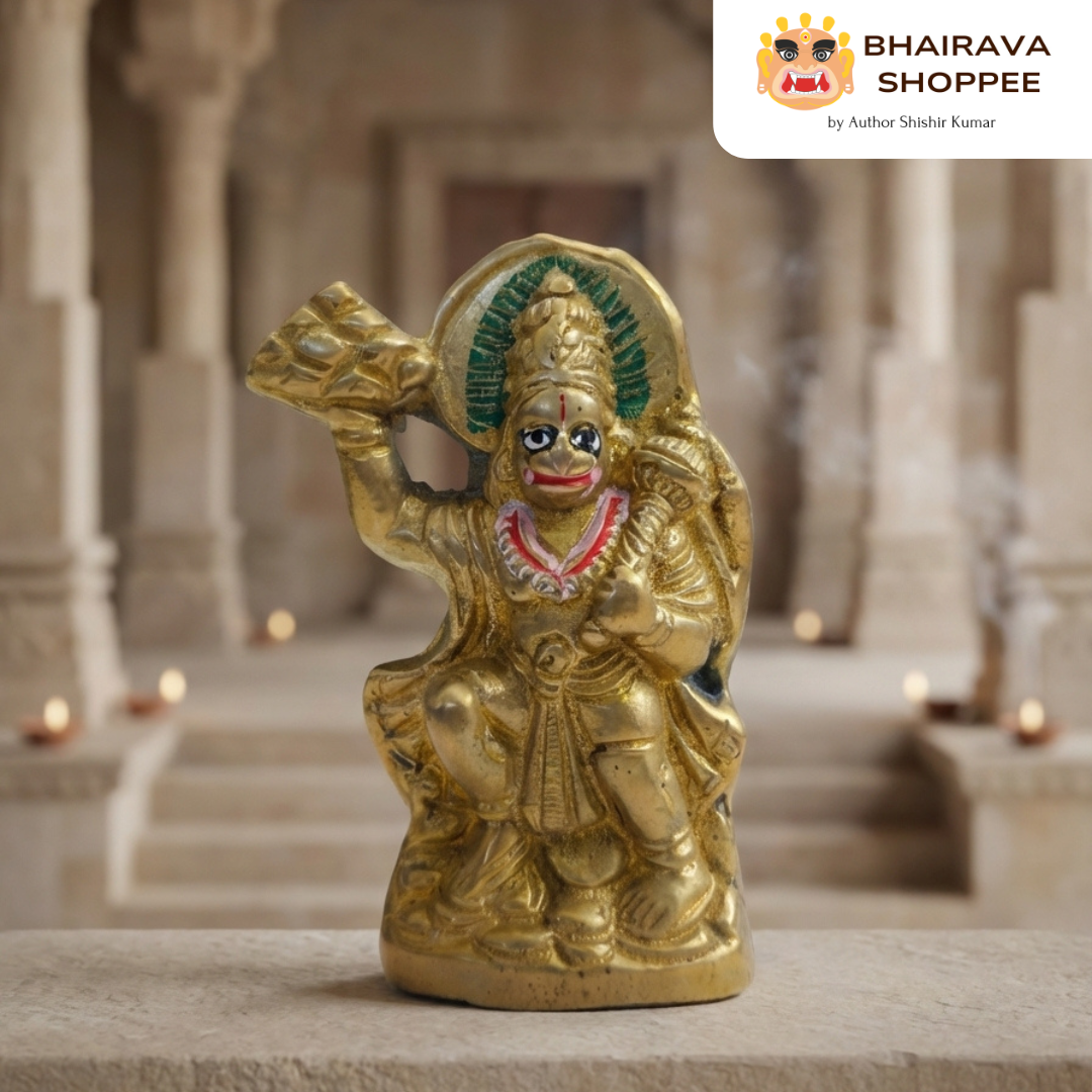 Hanuman Ji Carrying Sanjeevani Mountain Bronze Idol | Bajrangbali Murti for Strength, Protection & Home Temple Decor