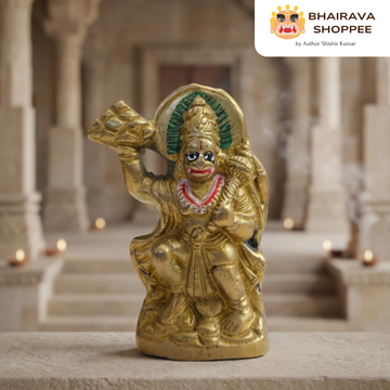 Hanuman Ji Carrying Sanjeevani Mountain Bronze Idol | Bajrangbali Murti for Strength, Protection & Home Temple Decor