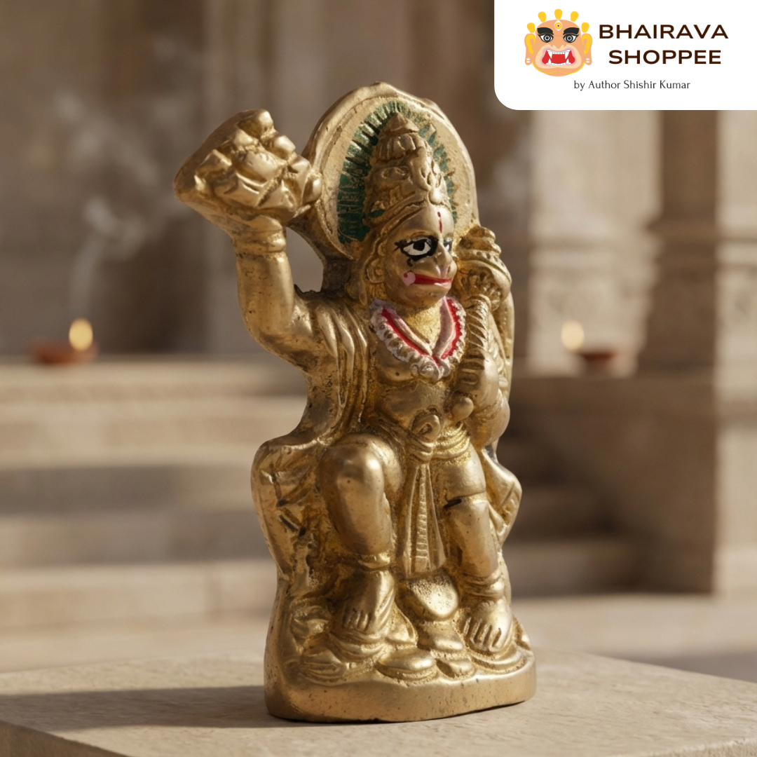 Hanuman Ji Carrying Sanjeevani Mountain Bronze Idol | Bajrangbali Murti for Strength, Protection & Home Temple Decor