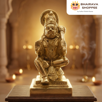 Hanuman Ji Bronze Idol Sitting Pose for Protection & Strength | Bajrangbali Murti for Home Temple, Vastu & Puja