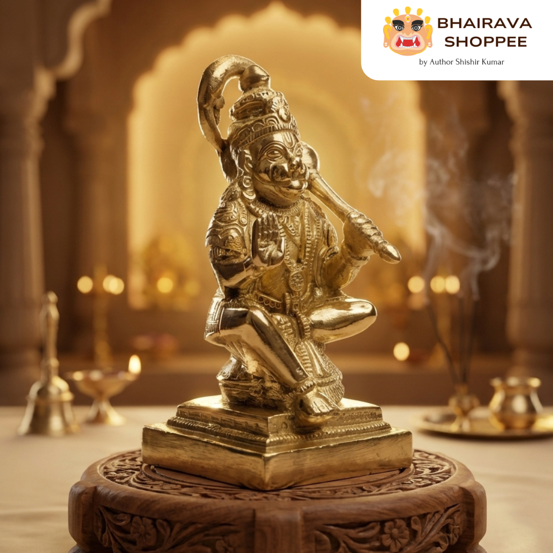 Hanuman Ji Bronze Idol Sitting Pose for Protection & Strength | Bajrangbali Murti for Home Temple, Vastu & Puja