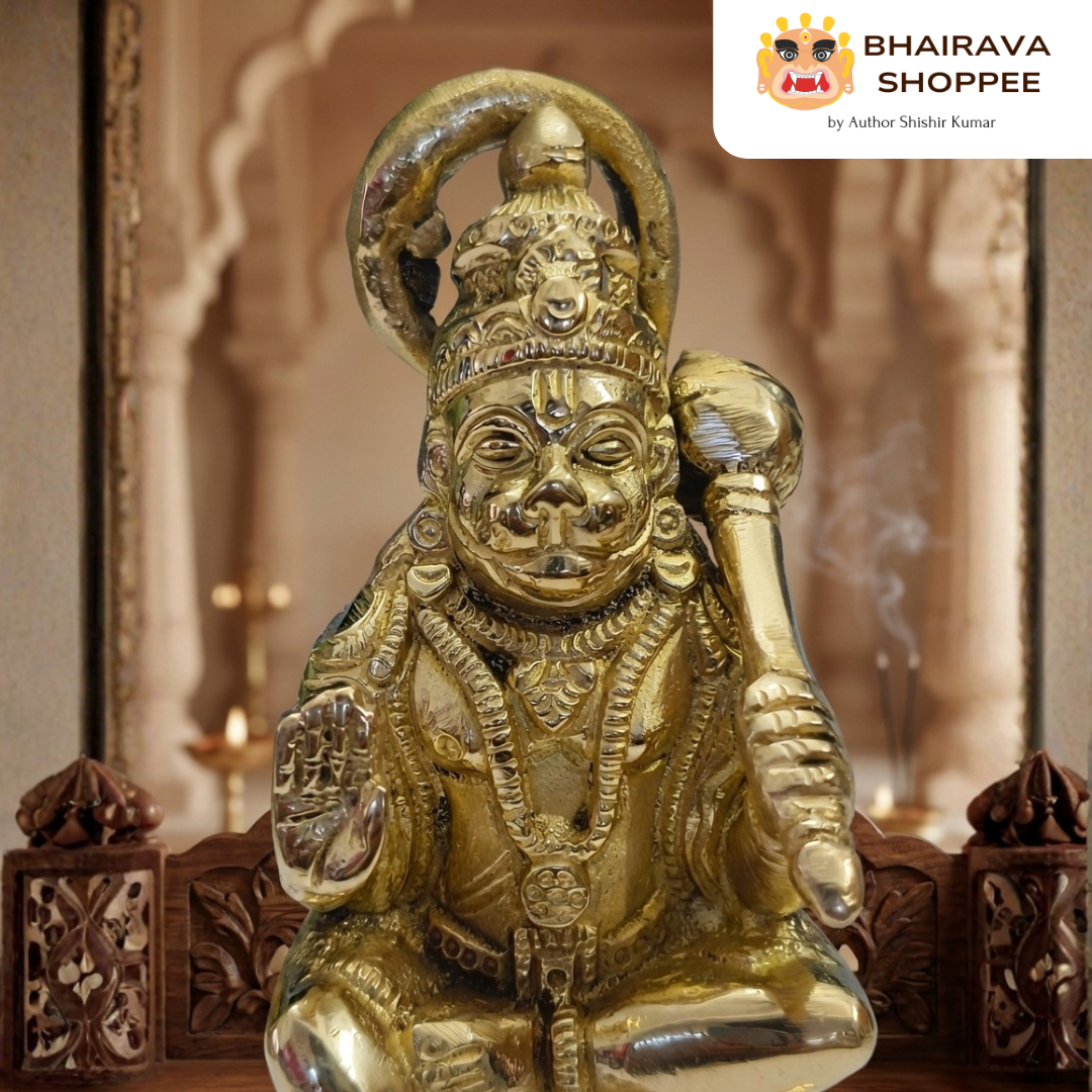 Hanuman Ji Bronze Idol Sitting Pose for Protection & Strength | Bajrangbali Murti for Home Temple, Vastu & Puja