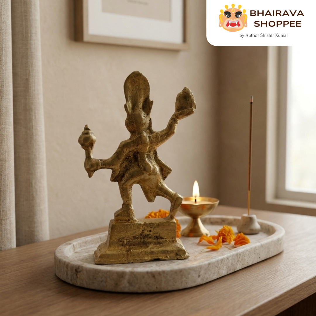 Hanuman Ji Bronze Idol Standing with Sanjeevani Mountain | Bajrangbali Murti for Strength, Protection & Home Temple Decor
