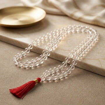 Siddha Sphatik Mala | 108 Cloudy Crystal Beads | Meditation & Pooja