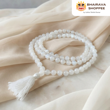 Moonstone Mala (Chandrakant Mani) for Intuition, Emotional Balance & Divine Energy