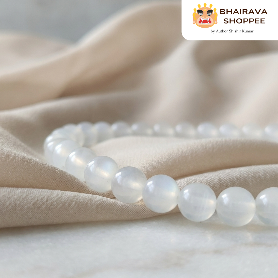 Moonstone Mala (Chandrakant Mani) for Intuition, Emotional Balance & Divine Energy