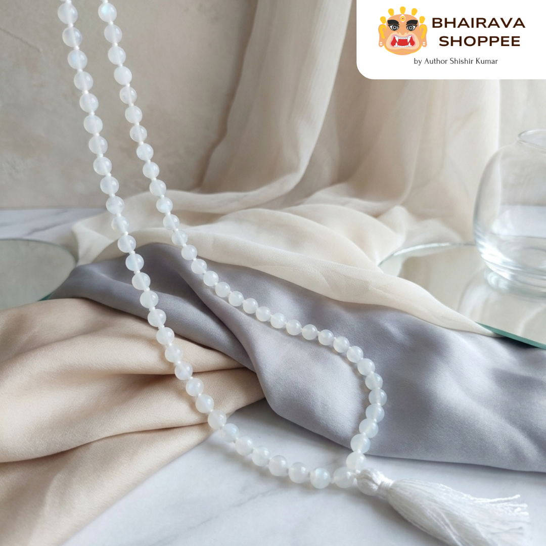 Moonstone Mala (Chandrakant Mani) for Intuition, Emotional Balance & Divine Energy