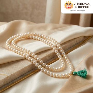 Moti Mala (Pearl Mala) for Peace, Emotional Balance & Calm Mind | White Gemstone Mala