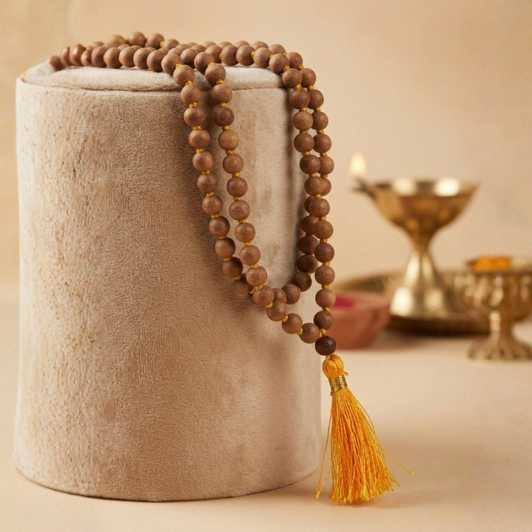 Safed Chandan Siddha Jaap Mala | 108 Beads White Sandalwood Mala for Wisdom & Calmness