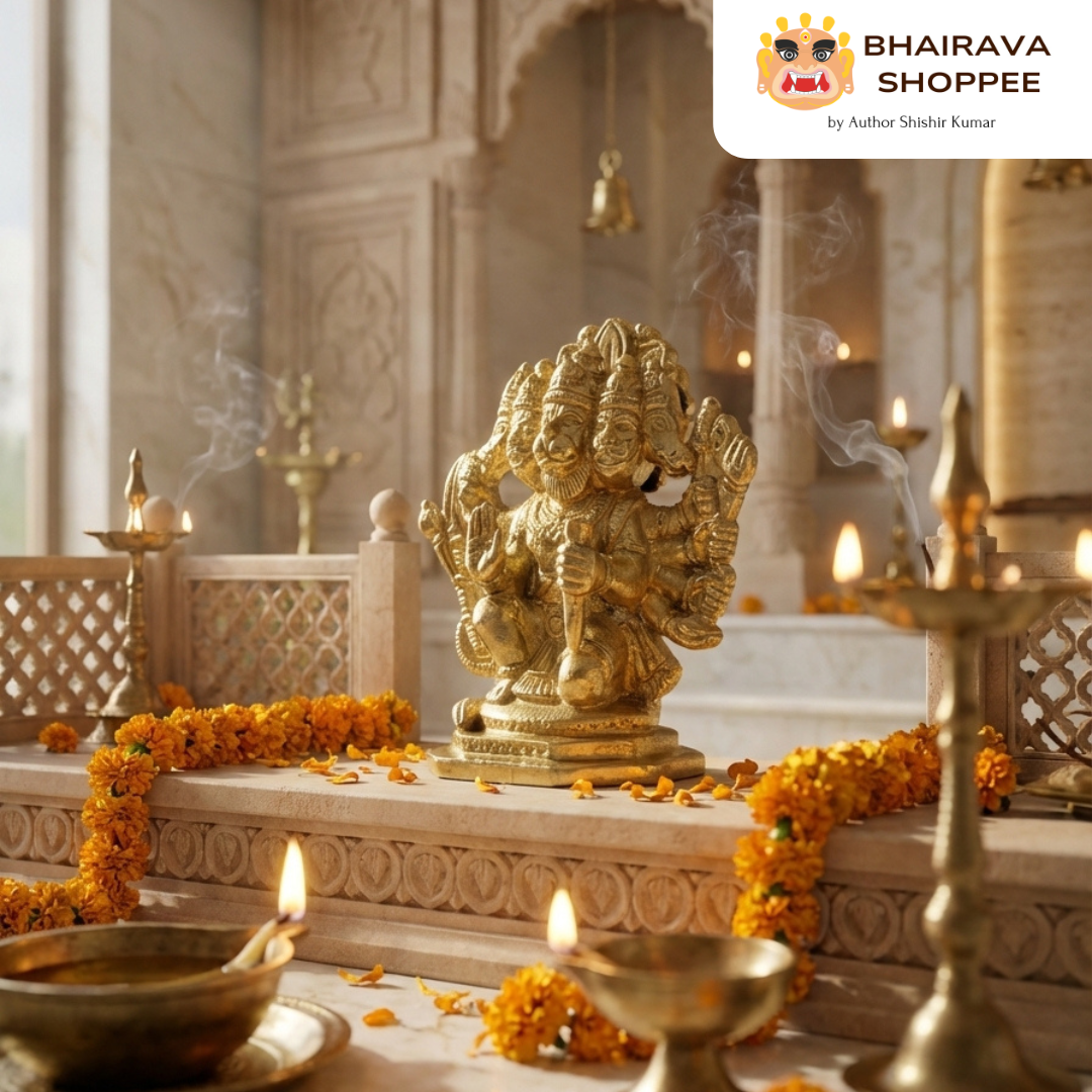 Panchmukhi Hanuman Ji Bronze Idol for Protection & Strength | 5 Mukhi Hanuman Murti for Home Temple, Vastu & Puja