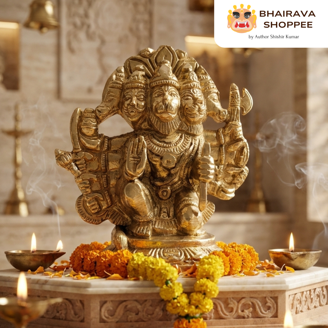 Panchmukhi Hanuman Ji Bronze Idol for Protection & Strength | 5 Mukhi Hanuman Murti for Home Temple, Vastu & Puja