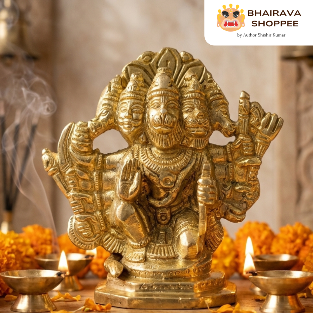 Panchmukhi Hanuman Ji Bronze Idol for Protection & Strength | 5 Mukhi Hanuman Murti for Home Temple, Vastu & Puja