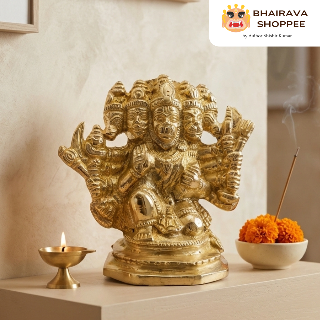 Panchmukhi Hanuman Ji Bronze Idol for Protection & Strength | 5 Mukhi Hanuman Murti for Home Temple, Vastu & Puja