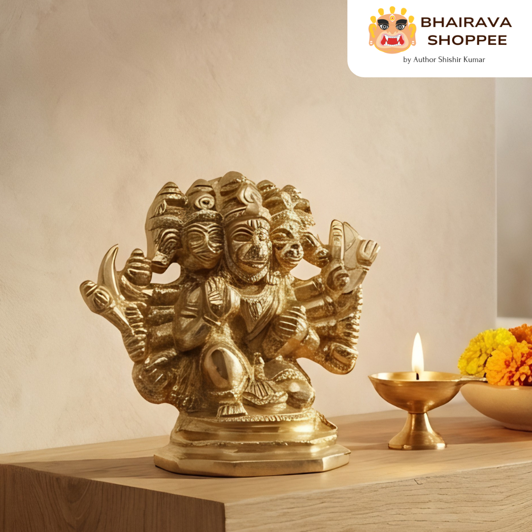Panchmukhi Hanuman Ji Bronze Idol for Protection & Strength | 5 Mukhi Hanuman Murti for Home Temple, Vastu & Puja