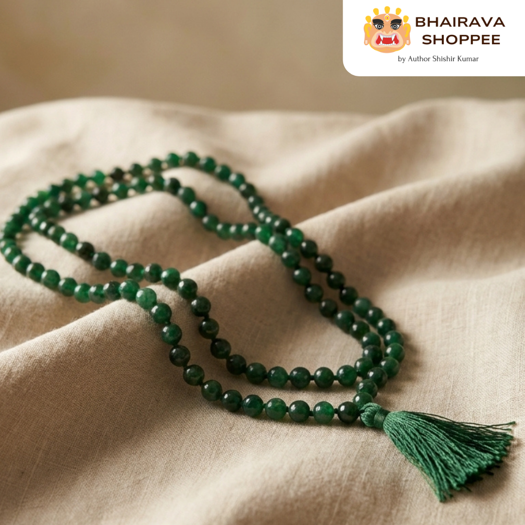 Panna Mala (Emerald Mala) for Intelligence, Communication & Growth | Green Gemstone Spiritual Mala