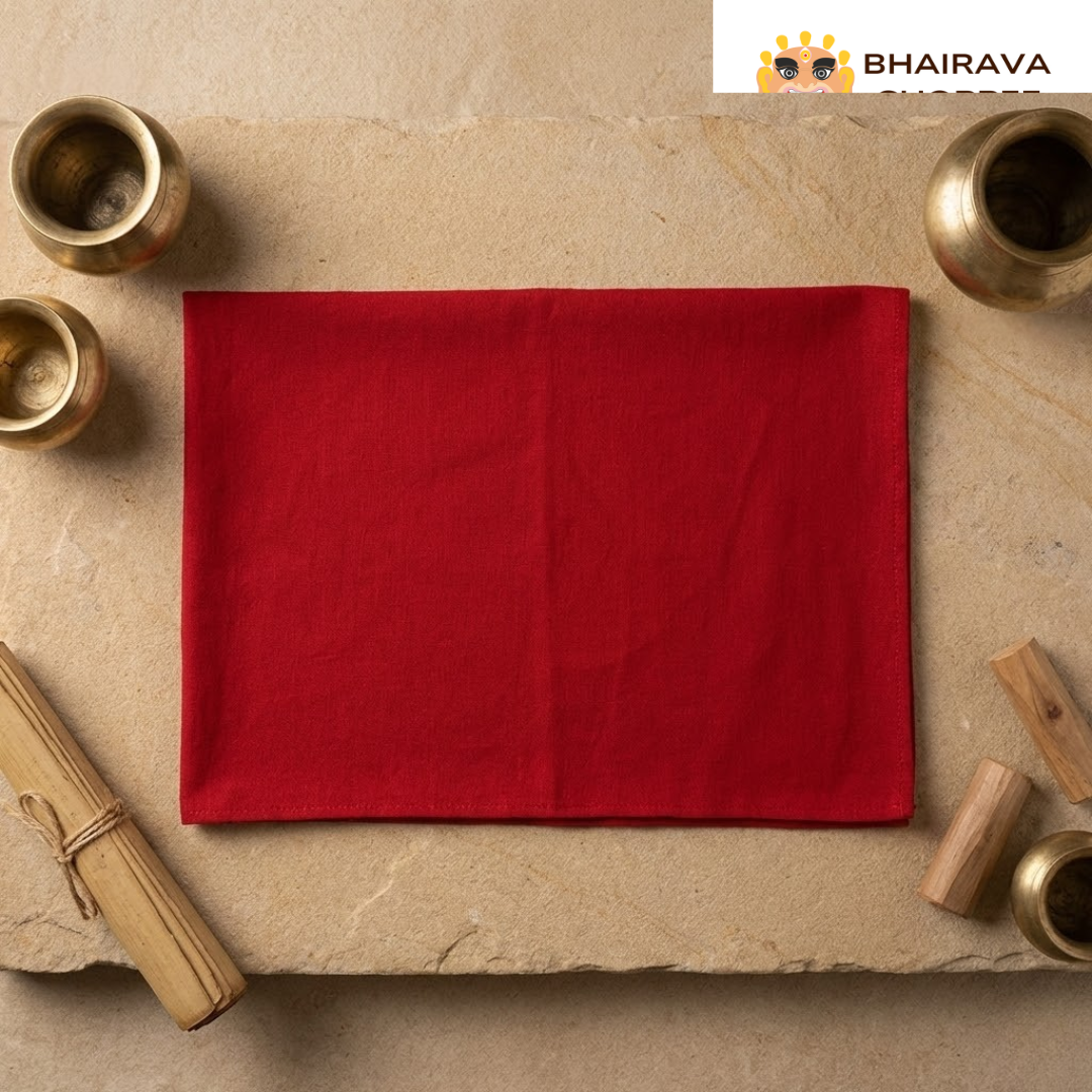 Red Pooja Aasan | Woolen Prayer Mat for Meditation & Rituals (22x22 in)